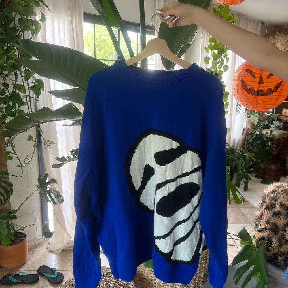 Blue Sweater with Graphic Design